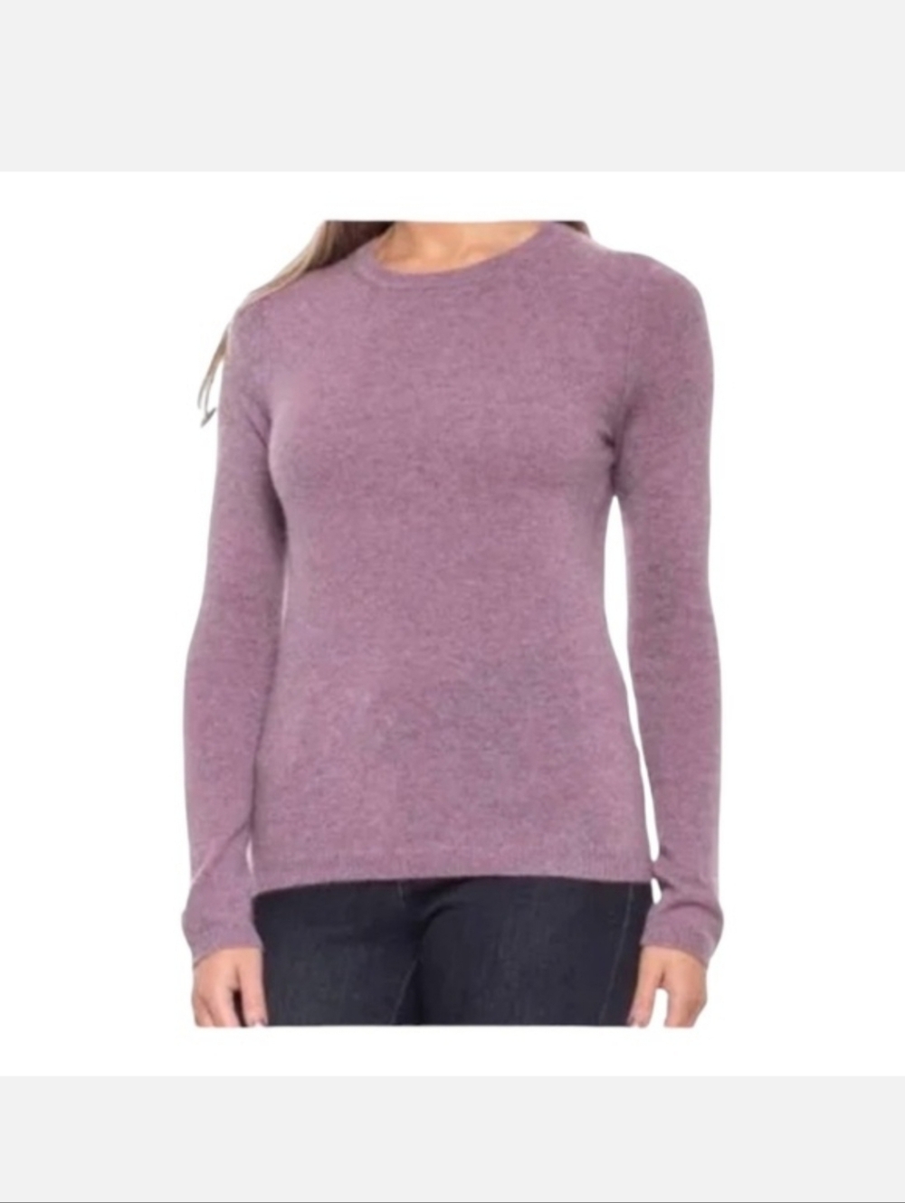 Tahari Plum 2ply Women's Crewneck Cashmere Sweater